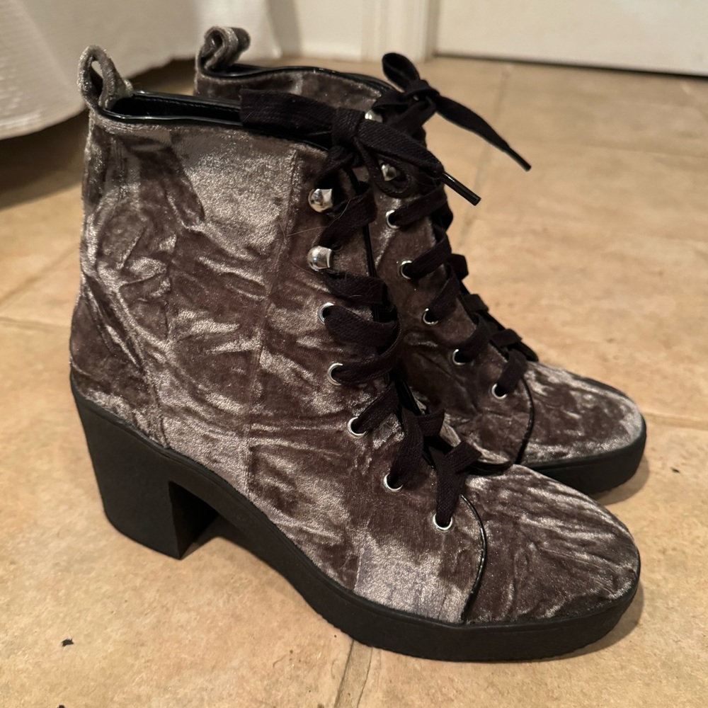 Steve Madden Grey Velvet Boots